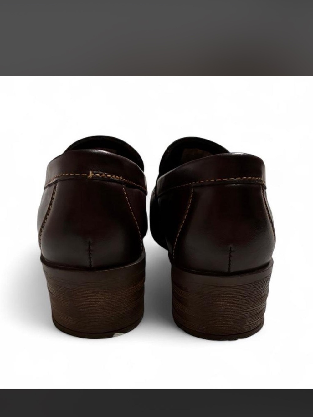 EASTLAND-Women's Holly Penny Loafers in brown with a chunky block heel- Size:6.5 - Picture 6 of 8